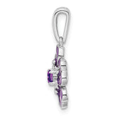 Sterling Silver Amethyst Enamel Pendant with Polished Rhodium Finish